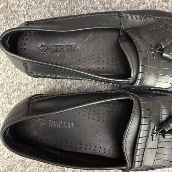 ✅Earth Shoe Mens 13 Alan II Black Leather Tassel Kilti Slip-On Moc Toe Loafers - Picture 4 of 12